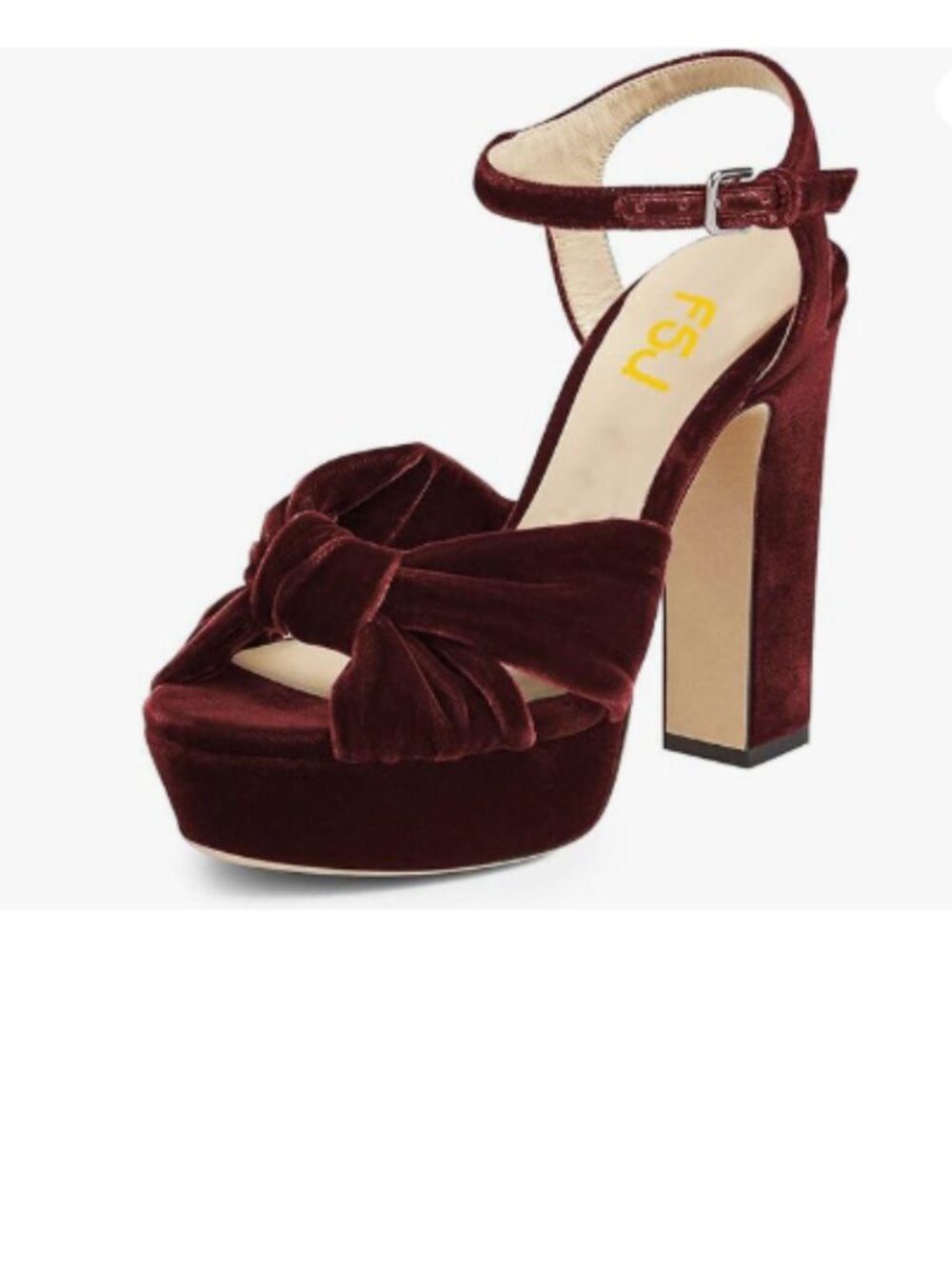 FSJ Wine Platform Chunky Block High Heel Sandals Peep Toe Ankle Strap Party Shoe